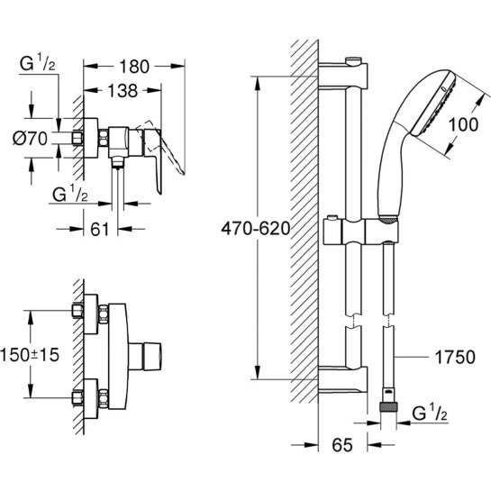 Додаткове фото - Змішувач для душу Grohe QuickFix Start Black UA30330801