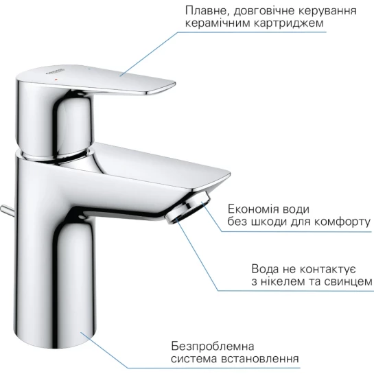 Додаткове фото - Змішувач для раковини Grohe QuickFix StartEdge S-Size 24196001