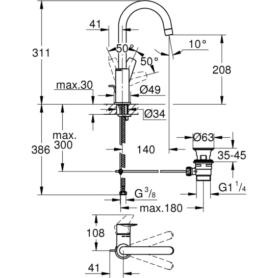 Додаткове фото - Змішувач для раковини Grohe QuickFix StartEdge L-Size 24201001