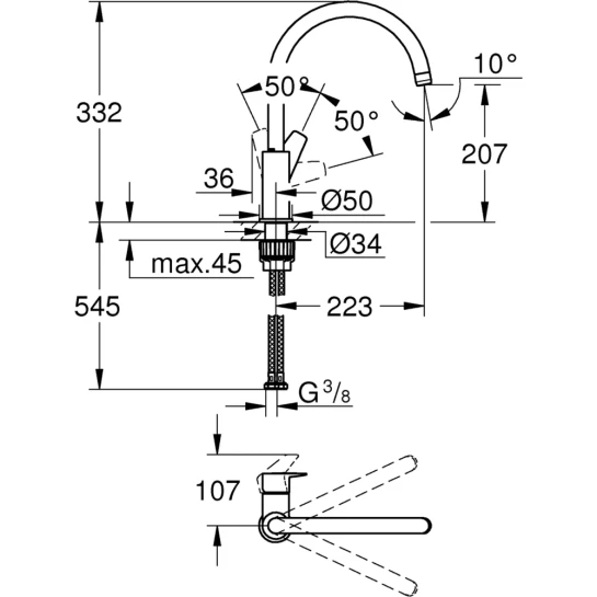 Додаткове фото - Змішувач для кухні Grohe QuickFix StartEdge 30529001