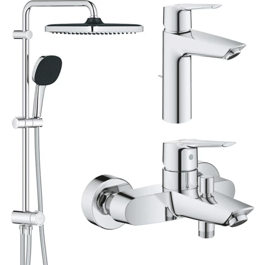 Головне фото - Набір змішувачів 3 в 1 для ванної кімнати Grohe QuickFix Start M-Size UA202305RM