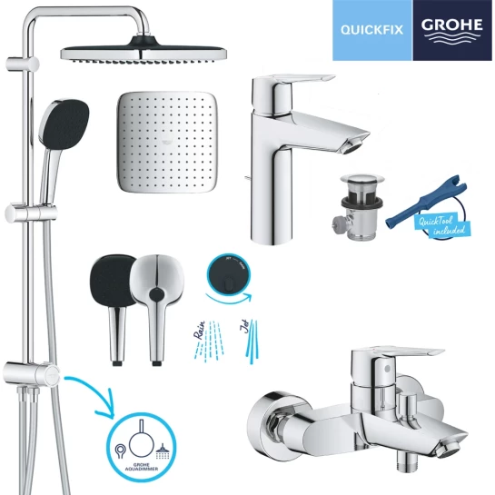 Додаткове фото - Набір змішувачів 3 в 1 для ванної кімнати Grohe QuickFix Start M-Size UA202305RM