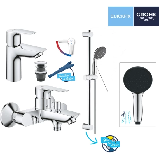 Додаткове фото - Набір змішувачів 3 в 1 для ванної кімнати Grohe QuickFix StartEdge S-Size UA202501SE