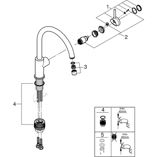 Додаткове фото - Змішувач для кухні Grohe QuickFix Start Classic 31553001