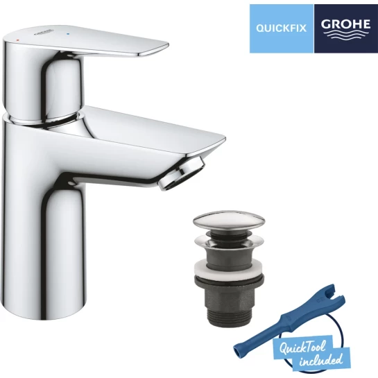 Додаткове фото - Набір змішувачів Grohe Quickfix термостат для душу з душовим гарнітуром Precision Flow THM та змішувач для раковини StartEdge S-Size UA202503TE