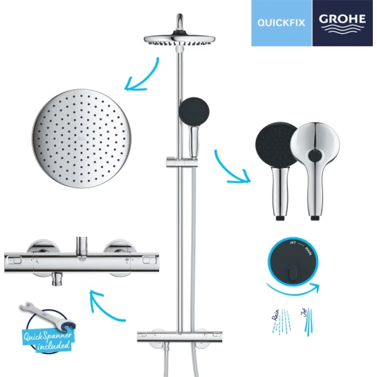 Додаткове фото - Душова система термостатична Grohe QuickFix Vitalio Comfort System 250 26677001