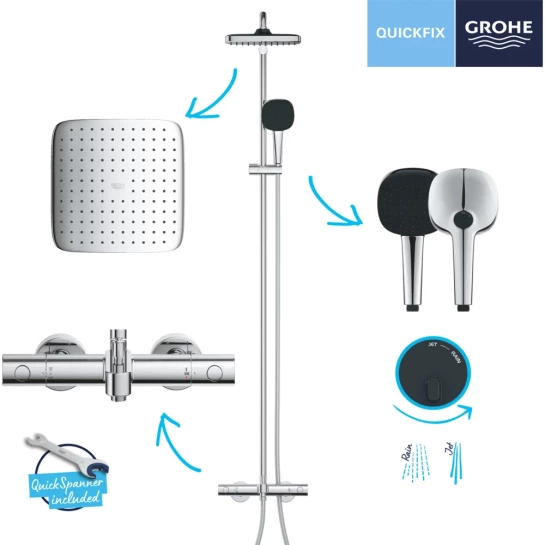 Додаткове фото - Душова система термостатична Grohe QuickFix Vitalio Comfort System 250 26984001