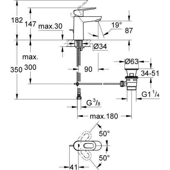 Додаткове фото - Змішувач для раковини Grohe BauLoop S-Size 23335000