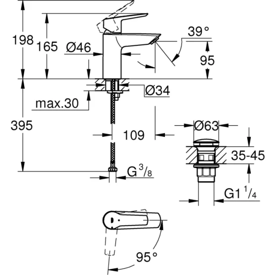 Додаткове фото - Змішувач для раковини Grohe QuickFix Start S-Size 235512432