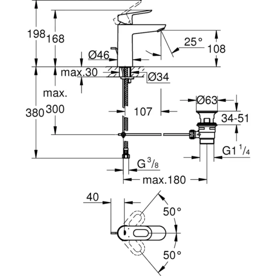 Додаткове фото - Змішувач для раковини Grohe BauLoop M-Size 23762000