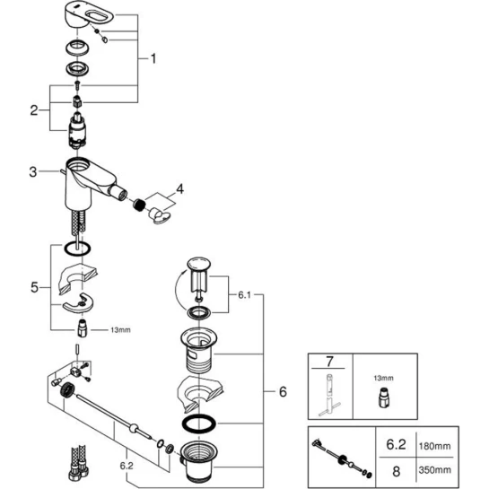 Додаткове фото - Змішувач для біде Grohe BauLoop 23338000