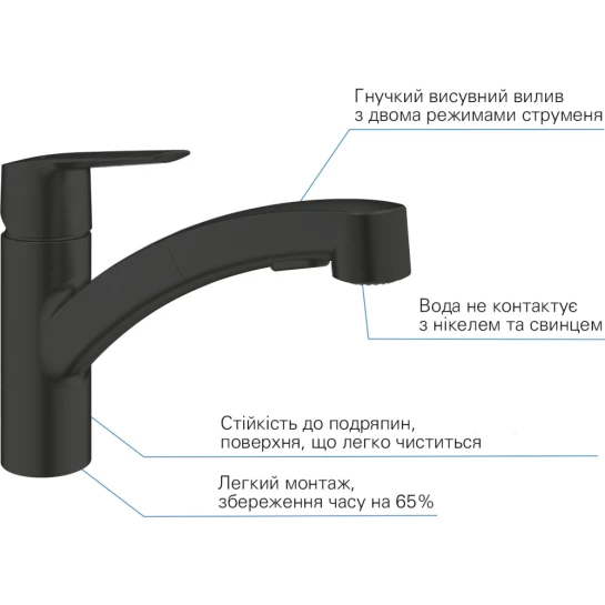 Додаткове фото - Змішувач для кухні Grohe QuickFix Start 303072431