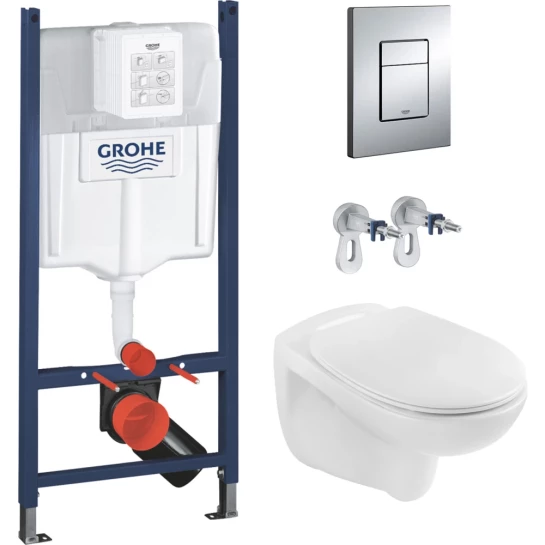 Головне фото - Комплект 4 в 1: Інсталяція Grohe Rapid SL 38840000 з панеллю змиву Even 38966000 + унітаз A534UF Rimless з сидінням Slim Soft Close дюропласт (UA38840966A)