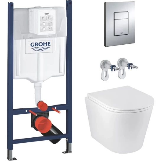 Головне фото - Комплект 4 в 1: Інсталяція GROHE Rapid SL 3 в 1 3884966Q + Унітаз безободковий Kroner Armada WHI513636 RIMLESS з сидінням Slim Duroplast / Soft-close / Quick relase KA513636WHIR (3884966KA513636)