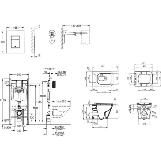 Додаткове фото - Комплект 4 в 1: Інсталяція GROHE Rapid SL 3 в 1 3884966Q + Унітаз безободковий Kroner Eifel WHI493436 RIMLESS  з сидінням Slim Duroplast / Soft-close / Quick relase KE493436WHIR (3884966KE493436)