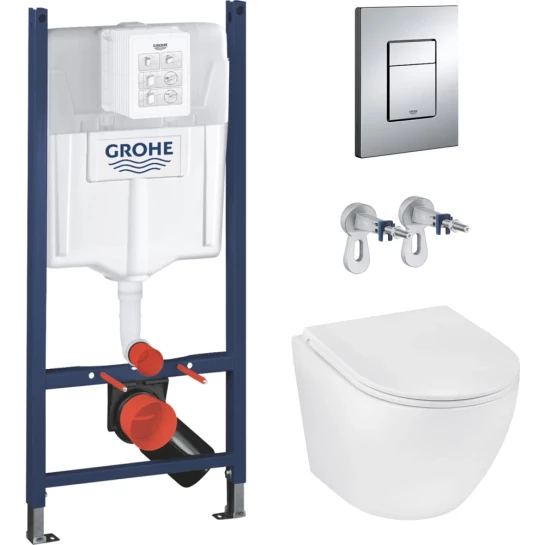 Головне фото - Комплект 4 в 1: Інсталяція GROHE Rapid SL 3 в 1 3884966Q + Унітаз безободковий Kroner Harz WHI493736 RIMLESS з сидінням Slim Duroplast/Soft-close/S Quick relase KH493736WHIR (3884966KH493736)