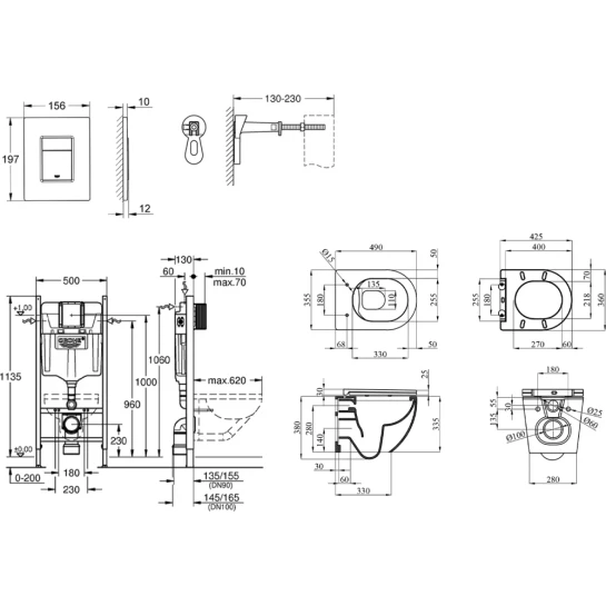 Додаткове фото - Комплект 4 в 1: Інсталяція GROHE Rapid SL 3 в 1 3884966Q + Унітаз безободковий Kroner Harz WHI493736 RIMLESS з сидінням Slim Duroplast/Soft-close/S Quick relase KH493736WHIR (3884966KH493736)