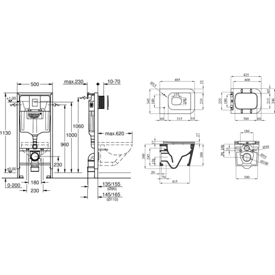 Додаткове фото - Комплект 4 в 1: Інсталяція Grohe Rapid SL 3 в 1 38772001 + Унітаз безободковий Kroner Eifel WHI483429 TORNADO з сидінням Slim Duroplast / Soft-close / Quick relase KE483429WHIT (38772001KE483429)