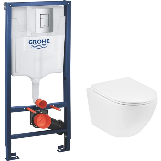 Головне фото - Комплект 4 в 1: Інсталяція Grohe Rapid SL 3 в 1 38772001 + Унітаз безободковий Kroner Harz WHI523632 RIMLESS з сидінням Slim Duroplast / Soft-close / Quick relase KH523632WHIR (38772001KH523632)