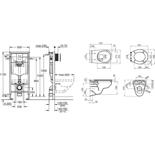 Додаткове фото - Комплект 4 в 1: Інсталяція Grohe Rapid SL 3 в 1 38772001 + Унітаз безободковий Kroner Oker WHI533536 RIMLESS з сидінням Slim Duroplast / Soft-close / Quick relase KO533536WHIR (38772001KO533536)