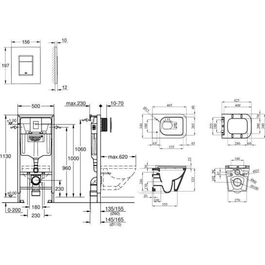 Додаткове фото - Комплект 4 в 1: Інсталяція Grohe Rapid SL 3 в 1 38772001 + Унітаз безободковий Kroner Eifel WHI493436 RIMLESS з сидінням Slim Duroplast / Soft-close / Quick relase KE493436WHIR (38772001KE493436)