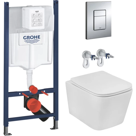 Головне фото - Комплект 4 в 1: Інсталяція GROHE Rapid SL 3 в 1 3884966Q + Унітаз безободковий Kroner Eifel WHI483429 TORNADO з сидінням Slim Duroplast / Soft-close / Quick relase KE483429WHIT (3884966KE483429)