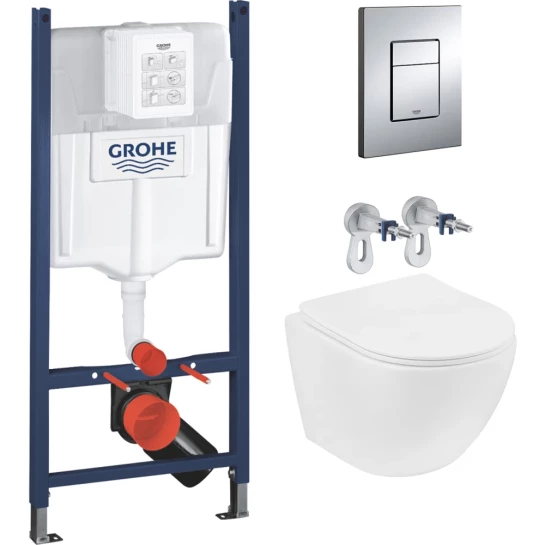 Головне фото - Комплект 4 в 1: Інсталяція GROHE Rapid SL 3 в 1 3884966Q + Унітаз безободковий Kroner Harz WHI483632 TORNADO з сидінням Slim Duroplast / Soft-close / Quick relase KH483632WHIT (3884966KH483632)