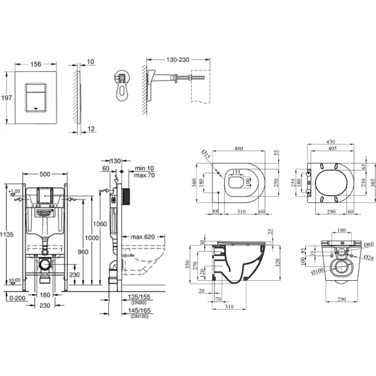 Додаткове фото - Комплект 4 в 1: Інсталяція GROHE Rapid SL 3 в 1 3884966Q + Унітаз безободковий Kroner Harz WHI483632 TORNADO з сидінням Slim Duroplast / Soft-close / Quick relase KH483632WHIT (3884966KH483632)