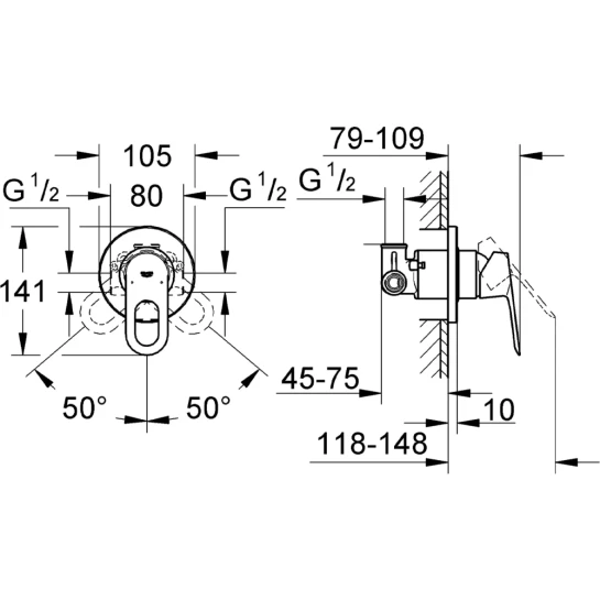 Додаткове фото - Змішувач прихованого монтажу для душу Grohe BauLoop 29042000