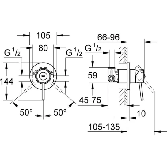 Додаткове фото - Змішувач прихованого монтажу для душу Grohe BauClassic 29048000