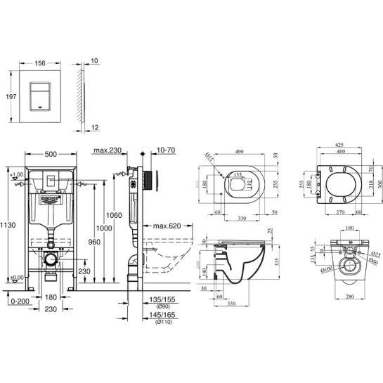 Додаткове фото - Комплект 4 в 1: Інсталяція Grohe Rapid SL 3 в 1 38772001 + Унітаз безободковий Kroner Harz WHI493736 RIMLESS з сидінням Slim Duroplast / Soft-close / Quick relase KH493736WHIR (38772001KH493736)