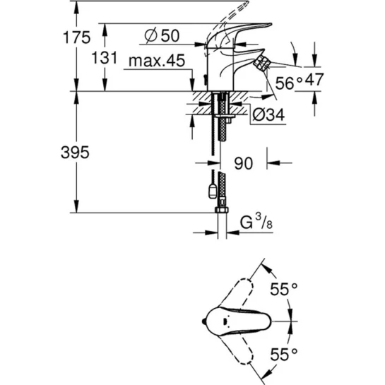 Додаткове фото - Змішувач для біде Grohe Euroeco 32882000