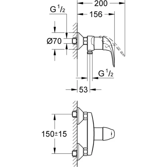 Додаткове фото - Змішувач для душу Grohe Euroeco 32740000