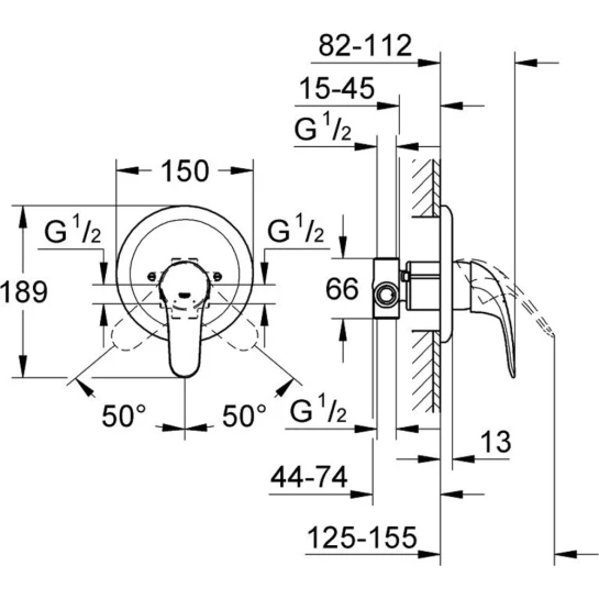 Додаткове фото - Змішувач прихованого монтажу для душу Grohe Euroeco 32742000