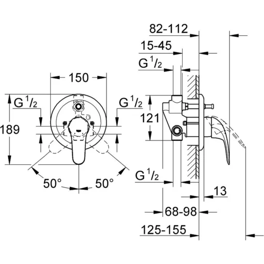 Додаткове фото - Змішувач прихованого монтажу для ванни Grohe Euroeco 32747000