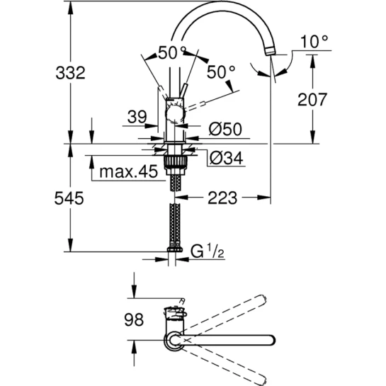 Додаткове фото - Змішувач для кухні Grohe BauClassic 31234001