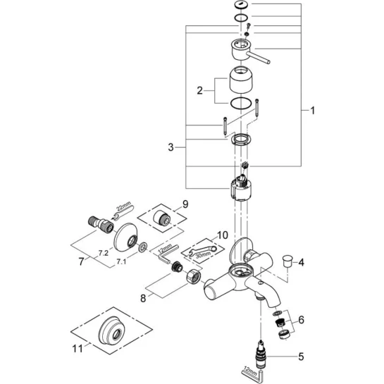 Додаткове фото - Змішувач для ванни Grohe BauClassic 32865000