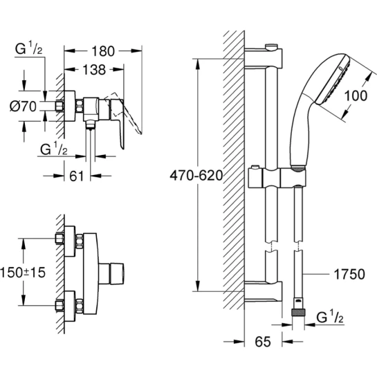 Додаткове фото - Змішувач для душу Grohe QuickFix Start Black UA30330801