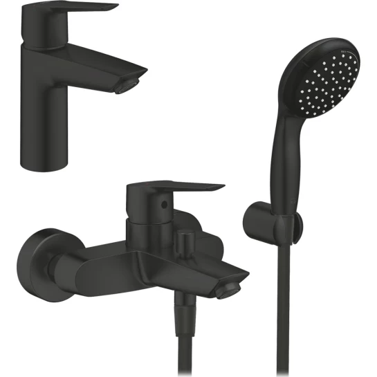 Головне фото - Набір змішувачів 3 в 1 для ванної кімнати Grohe QuickFix Start Black UA303301SQ