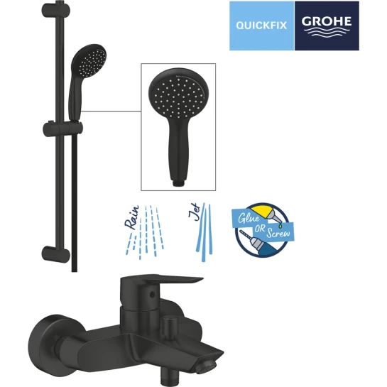 Додаткове фото - Змішувач для ванни Grohe QuickFix Start Black UA30330702