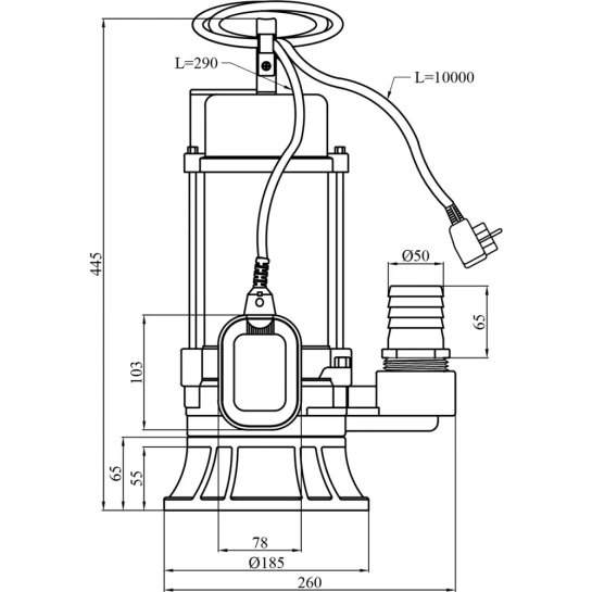 Додаткове фото - Насос фекальний Pumpman 50WFD11-10-1.1G(A) Нmax 15 м Qmax 17 куб,м 1100В т (алюміній)