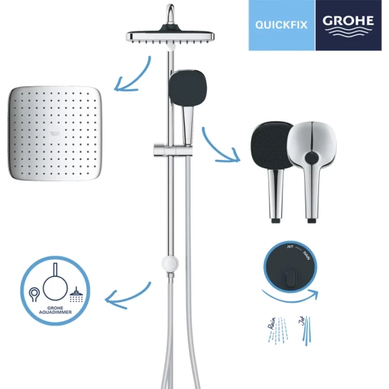 Додаткове фото - Душова система Grohe QuickFix Vitalio Comfort 250 Cube 26698001 