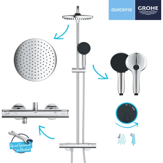 Додаткове фото - Душова система термостатична Grohe QuickFix Vitalio Comfort System 250 26677001