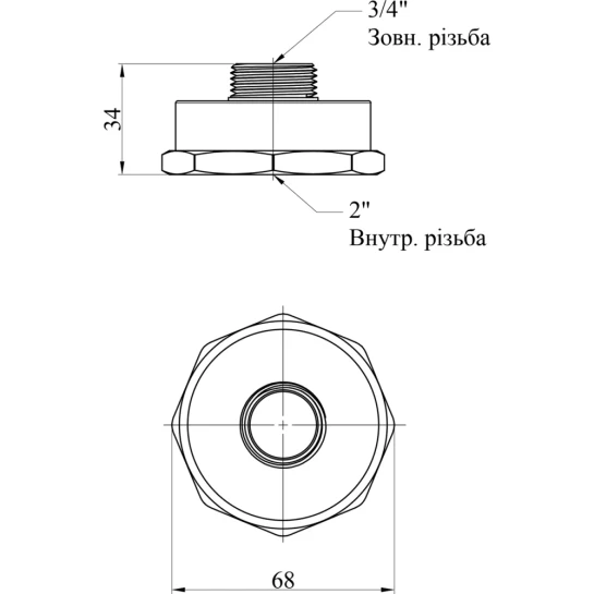 Додаткове фото - Перехід STA 2"х3/4" ВЗ латунний