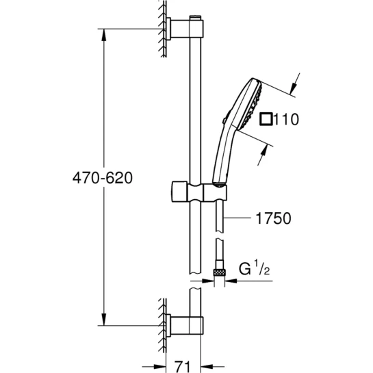 Додаткове фото - Душовий гарнітур Grohe QuickFix Vitalio Comfort 110 26096001