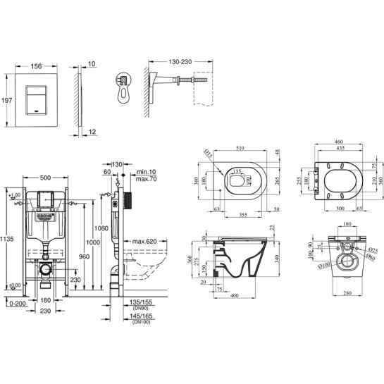 Додаткове фото - Комплект 4 в 1: Інсталяція GROHE Rapid SL 3 в 1 3884966Q + Унітаз безободковий Kroner Armada WHI513636 RIMLESS з сидінням Slim Duroplast / Soft-close / Quick relase KA513636WHIR (3884966KA513636)