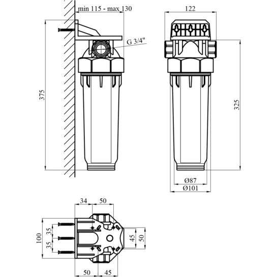 Додаткове фото - Фільтр магістральний в зборі Rozma 3/4"