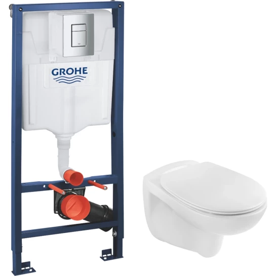 Головне фото - Комплект 4 в 1: Інсталяція Grohe Rapid SL 3 в 1 38772001 + Унітаз безободковий Kroner  A534UF Rimless з сидінням Slim Duroplast / Soft-close / Quick relase (38772A534UF)