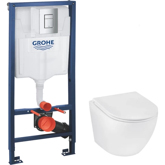 Головне фото - Комплект 4 в 1: Інсталяція Grohe Rapid SL 3 в 1 38772001 + Унітаз безободковий Kroner Harz WHI493736 RIMLESS з сидінням Slim Duroplast / Soft-close / Quick relase KH493736WHIR (38772001KH493736)