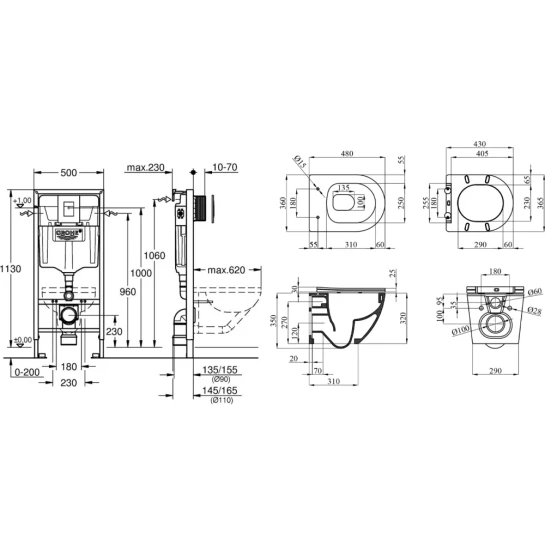 Додаткове фото - Комплект 4 в 1: Інсталяція Grohe Rapid SL 3 в 1 38772001 + Унітаз безободковий Kroner Harz WHI483632 TORNADO з сидінням Slim Duroplast / Soft-close / Quick relase KH483632WHIT (38772001KH483632)